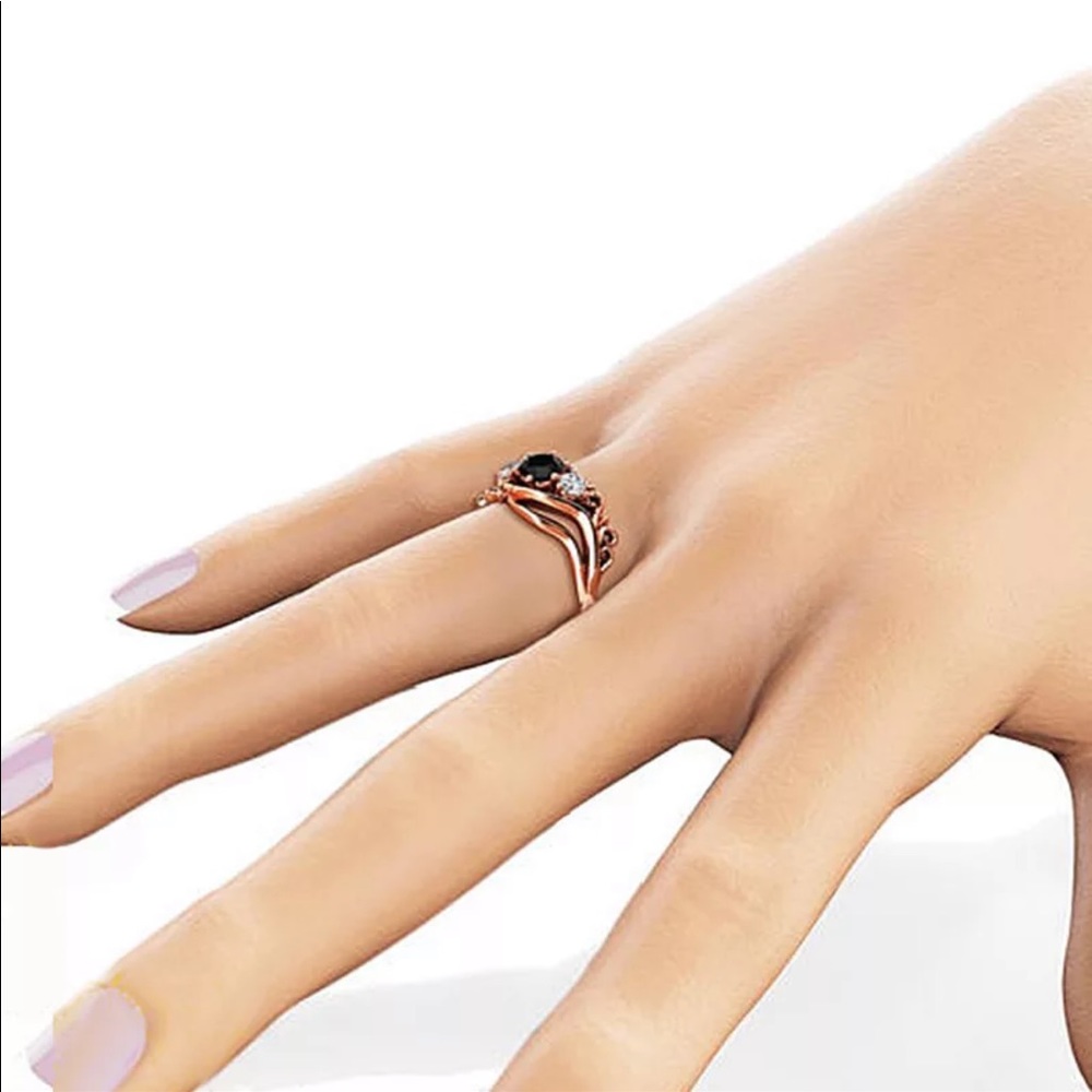 New Women’s Rose Gold Sapphire Promise Ring - Picture 2 of 5